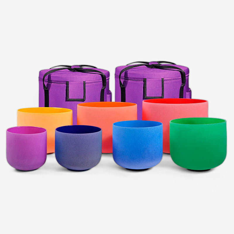 SET DE 7 CUENCOS DE CUARZO COLOR - 7 CHAKRAS (RESERVA)