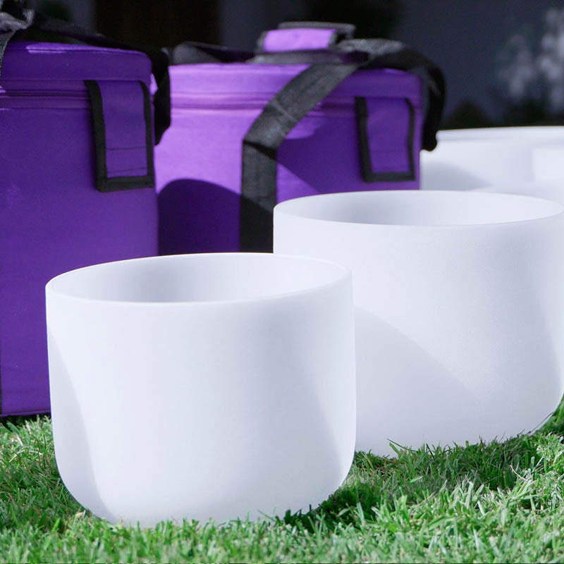 SET DE 7 CUENCOS DE CUARZO BLANCO- 7 CHAKRAS (RESERVA)