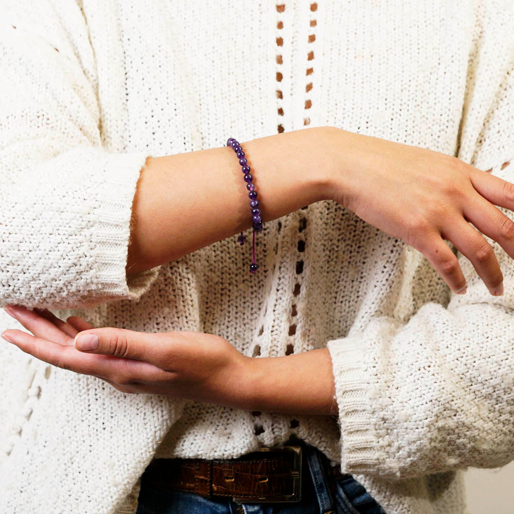 PULSERA AJUSTABLE AMATISTA (6 MM)