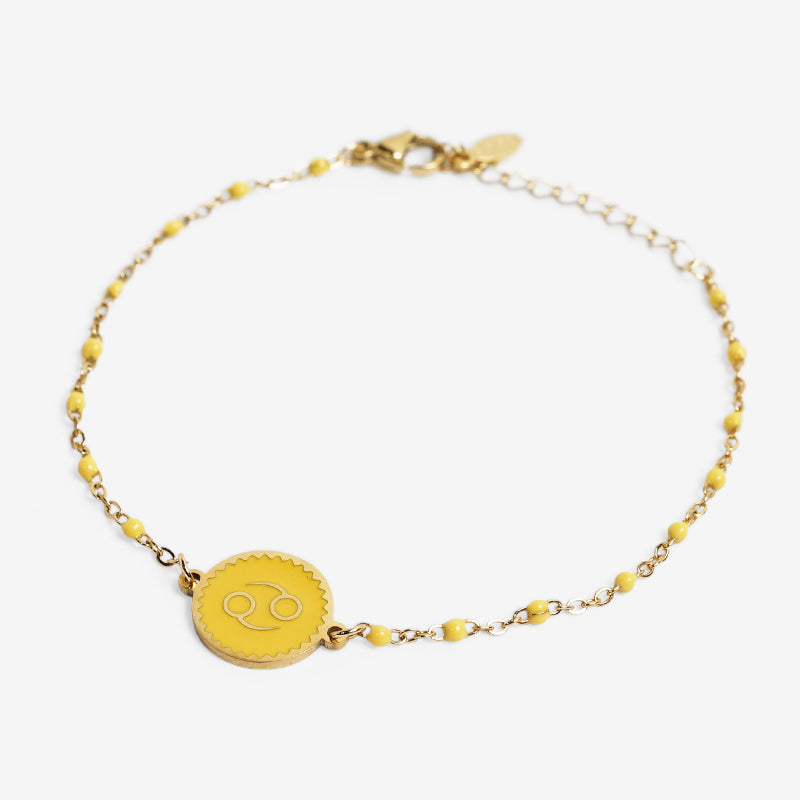 PULSERA ZODIACO AJUSTABLE ACERO INOXIDABLE BAÑADO EN ORO 18K "CANCER"