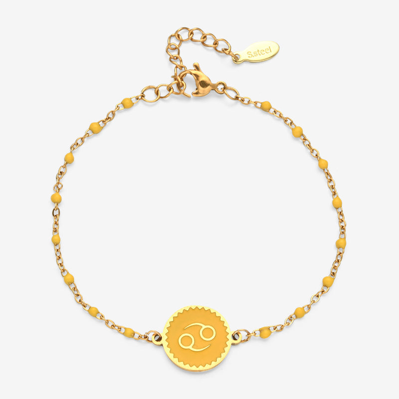 PULSERA ZODIACO AJUSTABLE ACERO INOXIDABLE BAÑADO EN ORO 18K "CANCER"