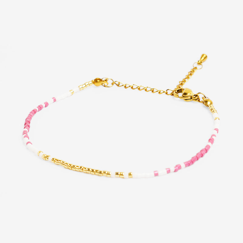 PULSERA AJUSTABLE MIYUKI CRISTAL + BROCHE DE ACERO INOXIDABLE BAÑADO EN ORO 18K "CREATIVIDAD"