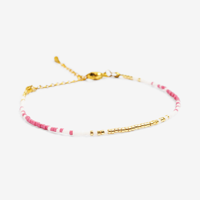 PULSERA AJUSTABLE MIYUKI CRISTAL + BROCHE DE ACERO INOXIDABLE BAÑADO EN ORO 18K "CREATIVIDAD"