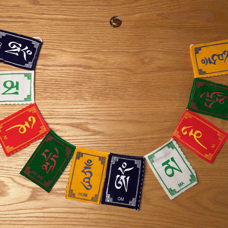 "Om Mani Padme Hum" Mantra Flag - Small