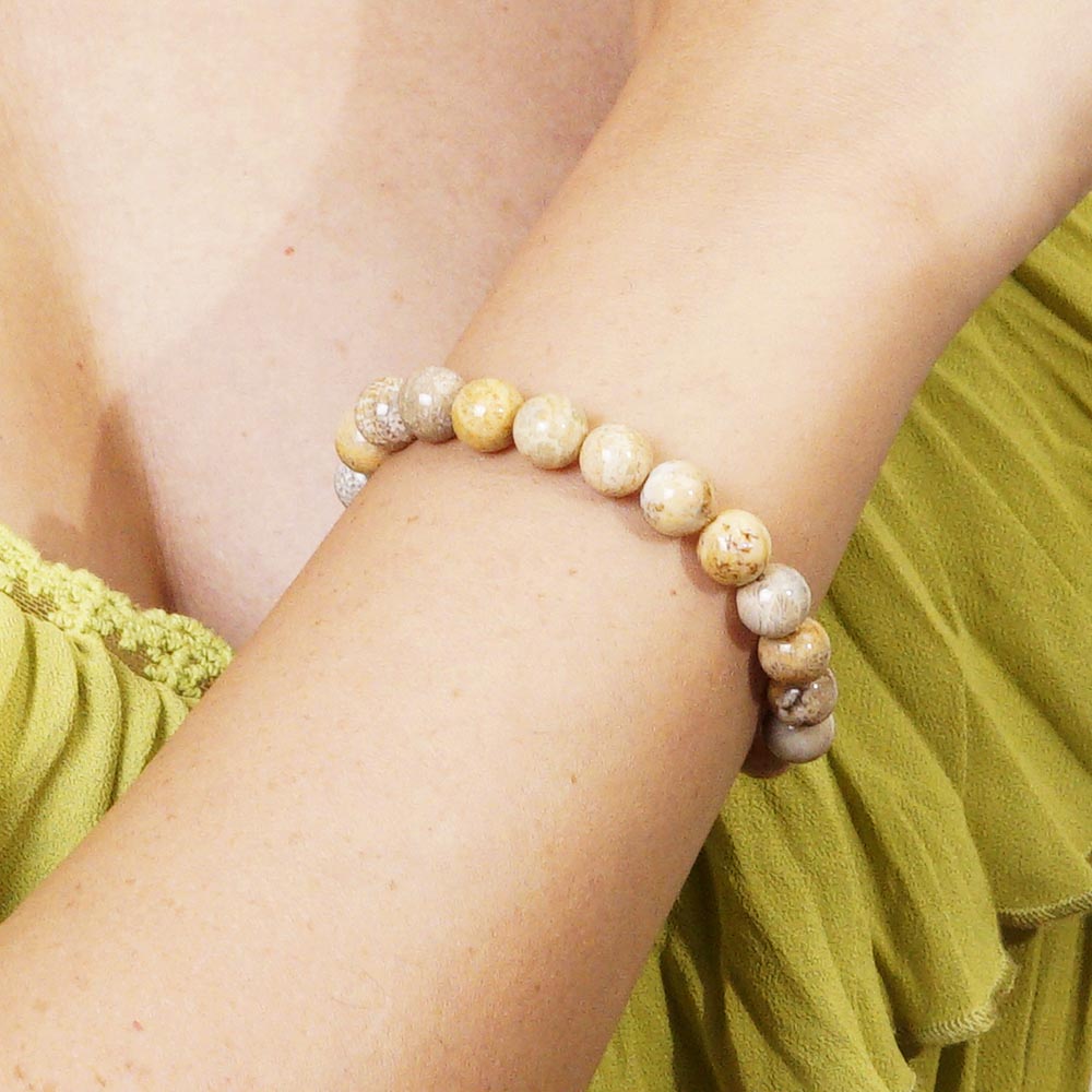 PULSERA ELÁSTICA JASPE CORAL (8 MM)