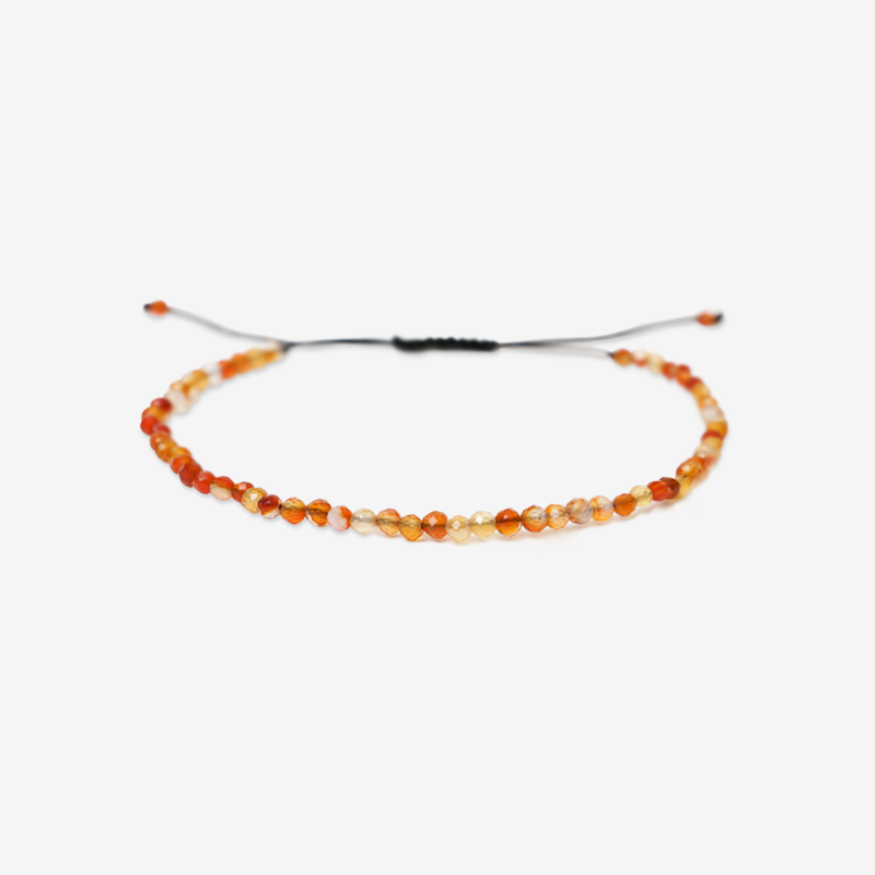 PULSERA AJUSTABLE ÁGATA NARANJA FACETADA (3 MM)