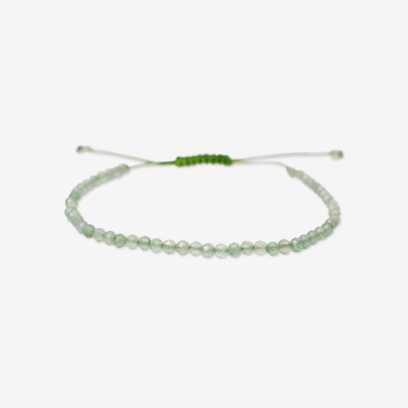 PULSERA AJUSTABLE AVENTURINA VERDE FACETADA (3 MM)