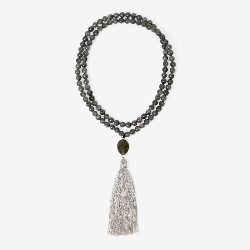 JAPA MALA 108 CUENTAS LABRADORITA + PIEDRA LABRADORITA