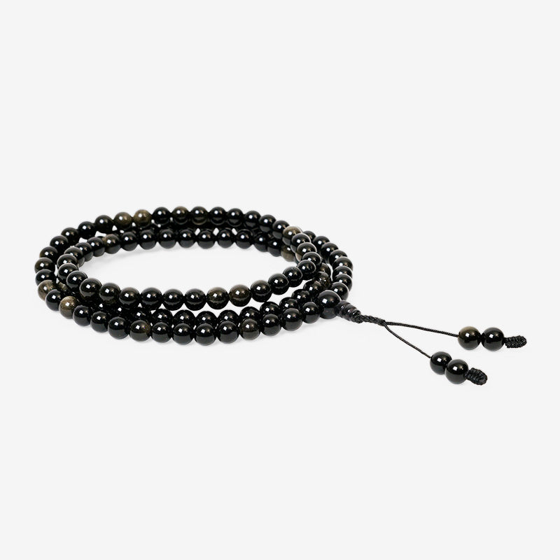 JAPA MALA 108 CUENTAS OBSIDIANA DORADA