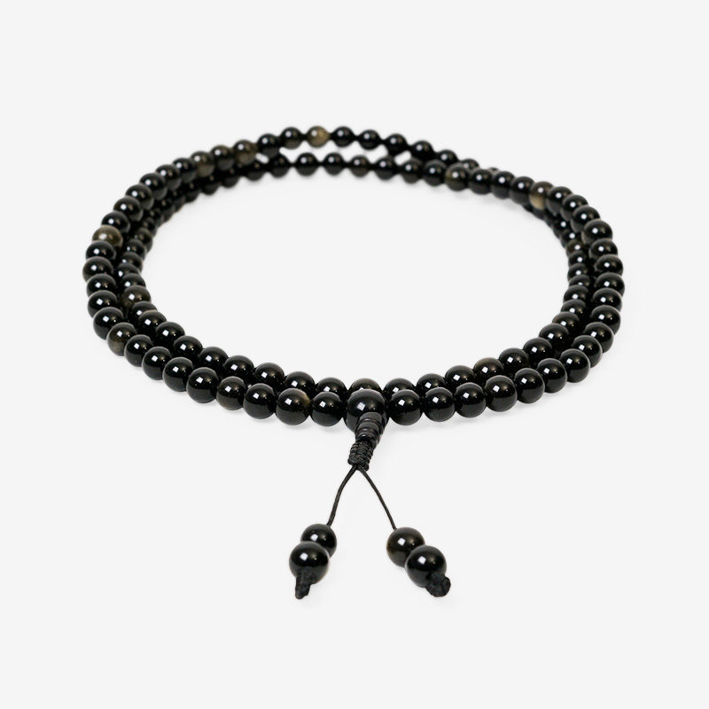 JAPA MALA 108 CUENTAS OBSIDIANA DORADA