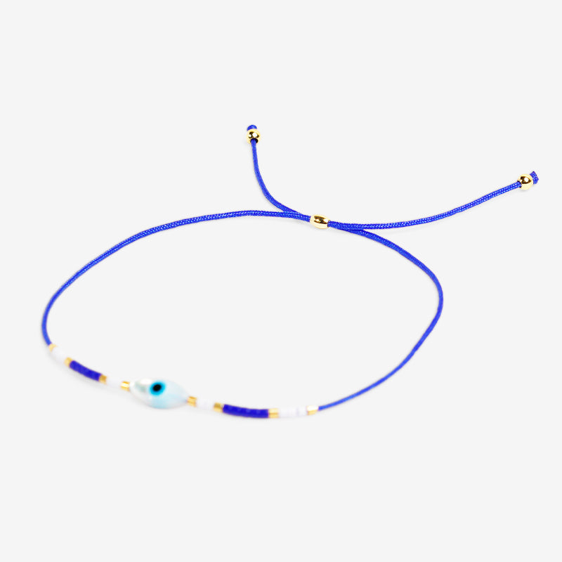 PULSERA AJUSTABLE MIYUKI CRISTAL "OJO AZUL"