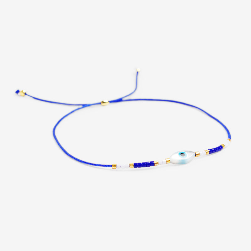 PULSERA AJUSTABLE MIYUKI CRISTAL "OJO AZUL"