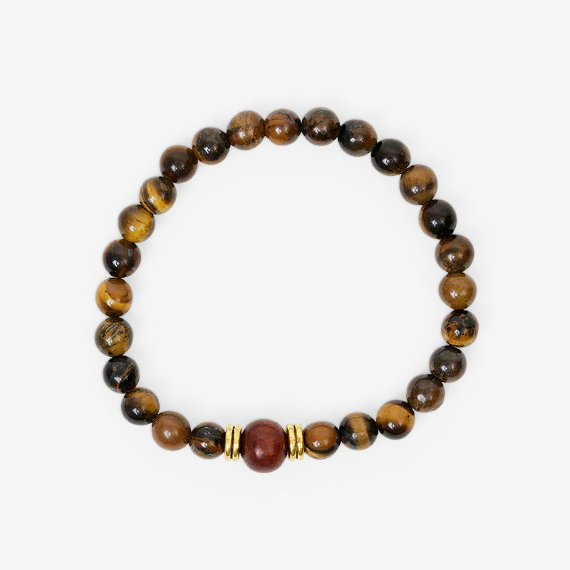 PULSERA ELÁSTICA OJO DE TIGRE Y PALO DE ROSA (6 MM)