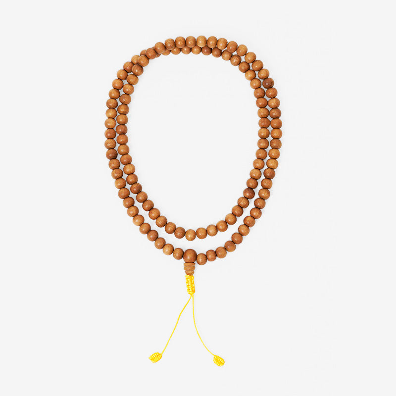 JAPA MALA 108 CUENTAS MADERA DE SÁNDALO AMARILLO