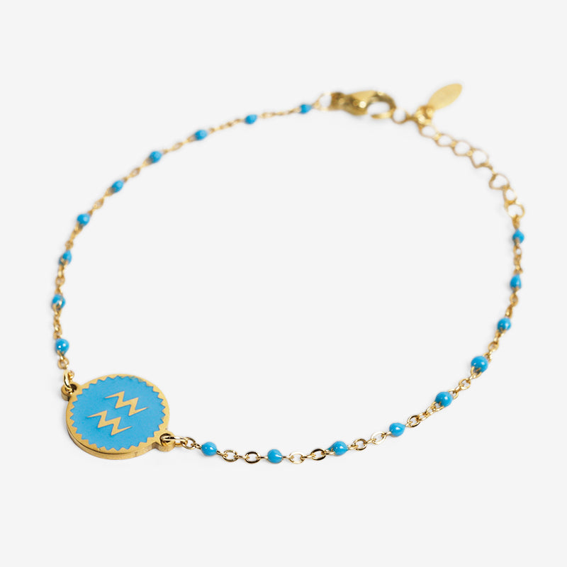 PULSERA ZODIACO AJUSTABLE ACERO INOXIDABLE BAÑADO EN ORO 18K 