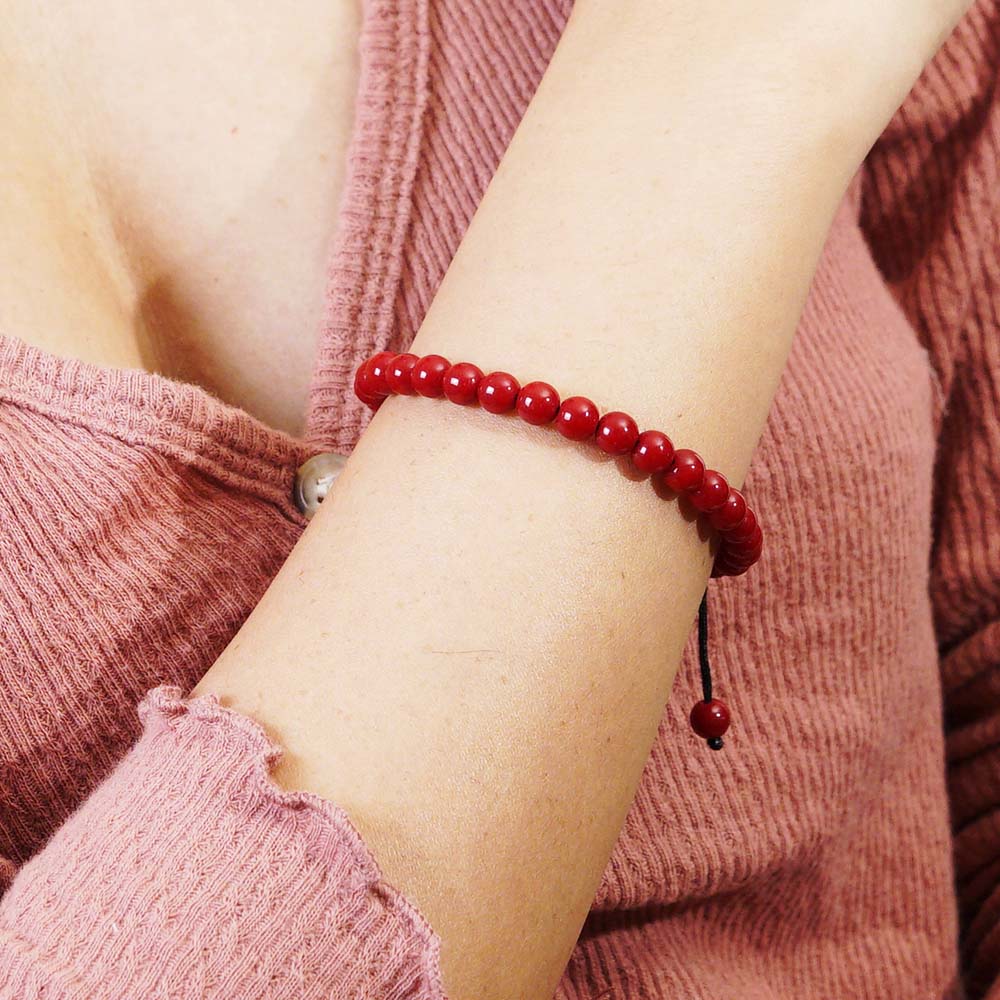 PULSERA AJUSTABLE CORAL ROJO (6 MM)