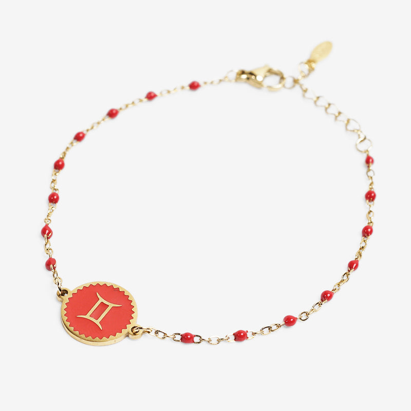 PULSERA ZODIACO AJUSTABLE ACERO INOXIDABLE BAÑADO EN ORO 18K 