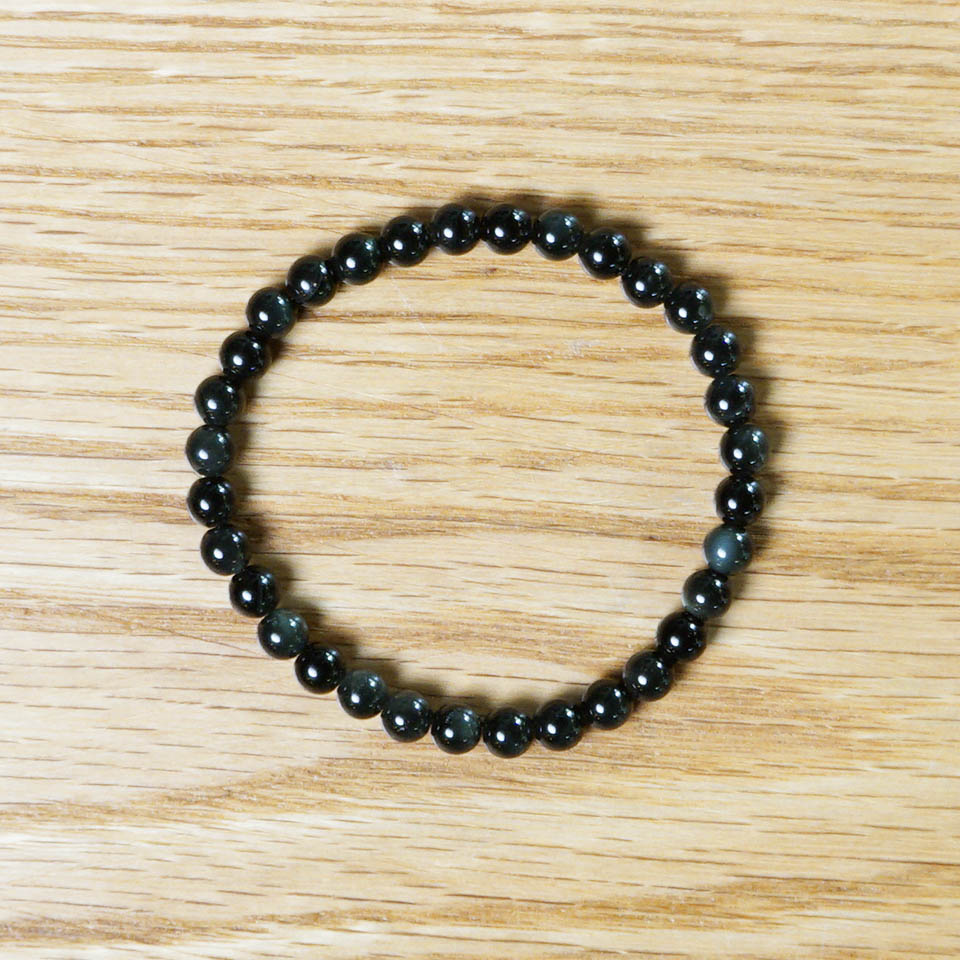 PULSERA ELÁSTICA OBSIDIANA VERDE (6 MM)