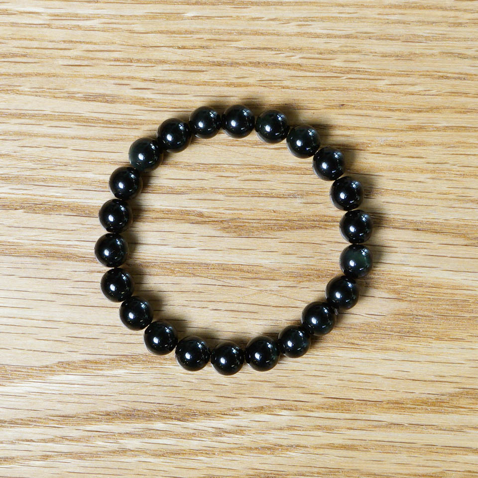 PULSERA ELÁSTICA OBSIDIANA VERDE (8 MM)