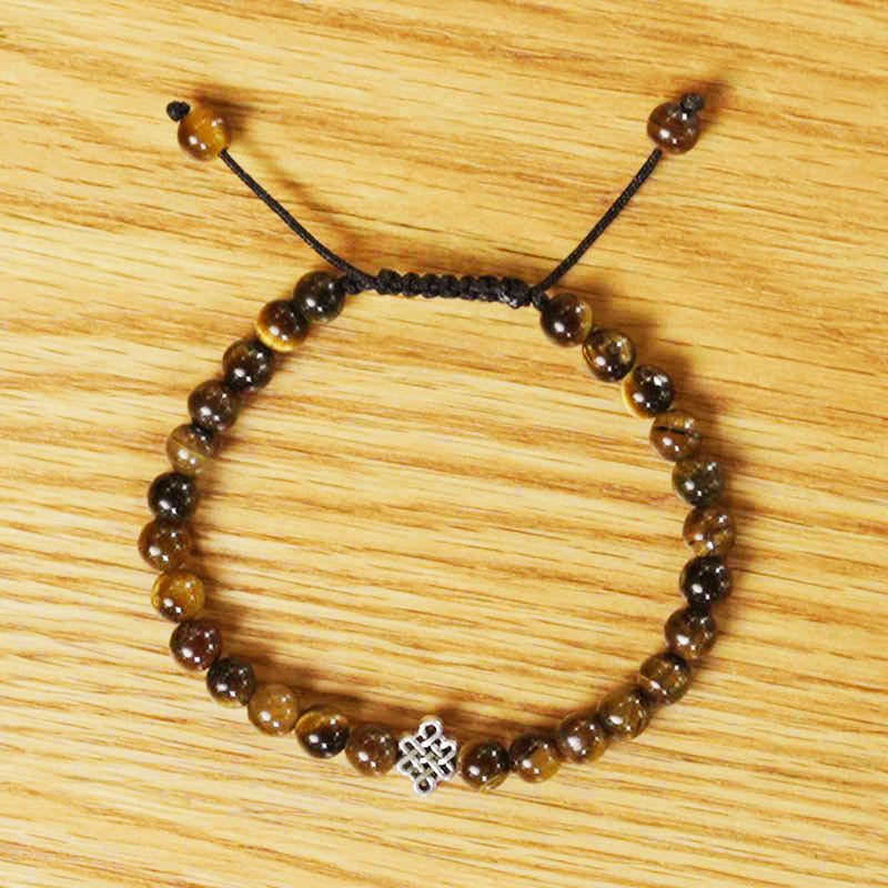 PULSERA AJUSTABLE OJO DE TIGRE Y NUDO INFINITO (6 MM)