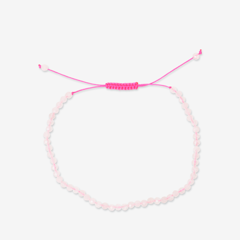 PULSERA AJUSTABLE CUARZO ROSA FACETADA (3 MM)