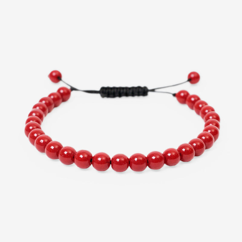 PULSERA AJUSTABLE CORAL ROJO (6 MM)